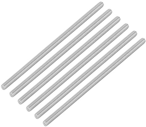 QUARKZMAN 6Pcs Tiges Filetées Entièrement, M6 x 140mm Acier Inoxydable 304 Goujons de Barre Filetée à Droite Pas de Filetage M6-1 pour l'Assemblage de Machines de Meubles