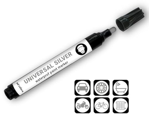 SD COLORS Rotulador universal plateado de 3 mm, compatible con metal, piedra, cerámica, vidrio, plástico, bicicleta, coche, hecho a mano