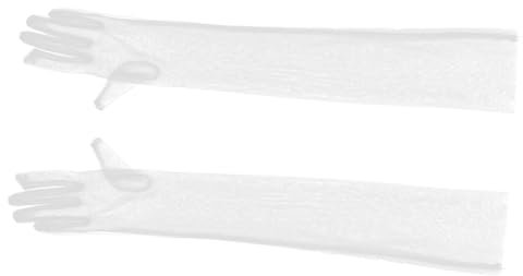 COSMEVIVI 1paar Lange Weiße Tüllhandschuhe Für Damen Elegante Transparente Brauthandschuhe Für Hochzeiten Partys Und Besondere Anlässe Atmungsaktiv Und Leicht
