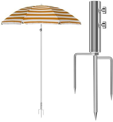 Abiyou Supporto per Ombrellone per Prati, Supporto Rimovibile Ombrellone, Supporto per Ombrellone con Ancoraggio a Terra, Picchetti Ombrellone Spiaggia, per Pesca, Spiaggia, Campeggio, Sabbia