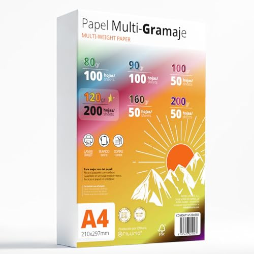 Hochwertiges Druckerpapier A4 - Multi-Grammaturen für Drucker, Schreiben, Zeichnen und Basteln - Weiße DINA4-Papierblätter für Zuhause, Schule und Büro - Ofituria (120g+ Paket)