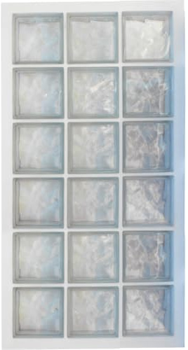 Panel prefabricado con cemento hidrófugado, uso vertical | N. 18 bloques de vidrio (3x6) mm 190x190x80 ondulado transparente | Dimensión 670x1270 mm | Unidad de venta: 1 panel