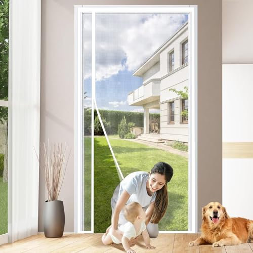 Tenda Anti Mosche Tenda Zanzariera Oscurante 95x245cm Bianco Anti Mosche Anti Mosche Anti Insetti Zanzara Porte del Balcone Porte Scorrevoli