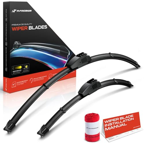 A-Premium APWB242 Windshield Wiper Blades Compatible with Kia Sorento, Forte, Forte5, Sportage, Rio, Niro, K5, K900, Rondo, EV6-26 and 16, Hook Connector, with Wear Indicator & Towel (Pack of 2)