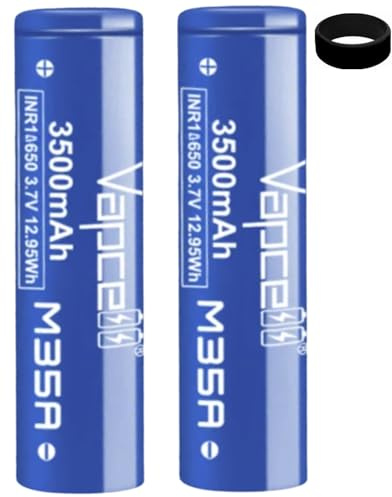 M35A 18/650 3500mAh Rechargeable Battery Compatible With Vapcell Works With E Cigarettes Vape Sub Ohm Kit No Nicotine (2 Pack)