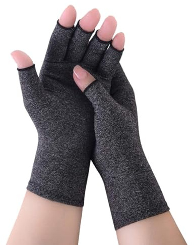 MKEAWWU 2 Pares Guantes Artrosis, Guantes Artrosis Mano Mujer,Guantes Artritis,Guantes Sin Dedos, Alivio Del Dolor Y Soporte Diario, Hombres Y Mujeres (Talla M)