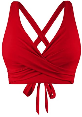 Top di Bikini Donne con Grandi Seni, Push-up, String Bikini, Top Triangolare, Taglio a V, Reggiseno per Costume da Bagno Bikini Nero