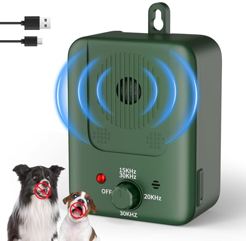 QEWEUUIE Anti Bell Gerät Hunde,3 Modi Antibell Ultraschall Gerät,50 Fuß Antibell für Hunde,IPX4 wasserdicht,Antibell für hundefür drinnen und draußen,Geeignet für große, mittelgroße und kleine Hunde