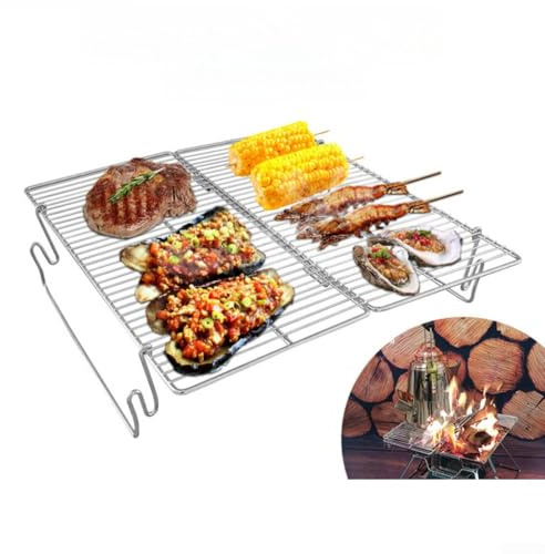 Griglia pieghevole leggera, griglia pieghevole, per avventure all'aperto, campeggio o picnic, 35 x 34 x 10 cm