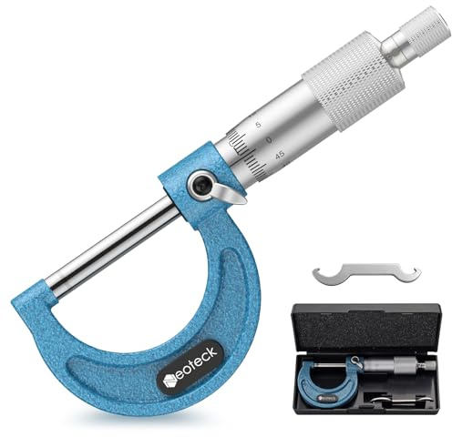 Neoteck Micrometro Esterno 0-25mm Professionale Micrometro Meccanico 0.01mm Alta Precisione con Ghiera a Cricchetto Micrometer Incudini in Carburo, Finitura Antiriflesso e Custodia Rigida