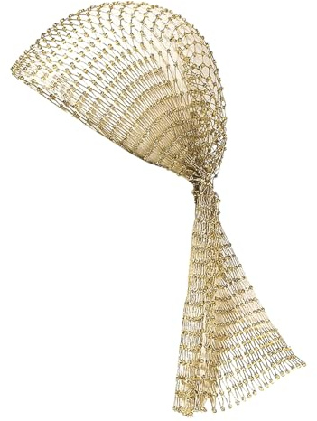 Gurtt Bling ihålig huvudbonad slöja huva fisknät elastiskt pannband med strass ihålig mesh huvudbonad turban huva håraccessoarer för kvinnor flickor guld