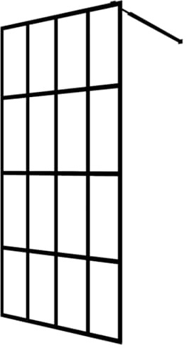 Duschvägg för walk-in dusch av matt ESG-säkerhetsglas 80 x 195 cm med aluminiumram och justerbar stödstång i rostfritt stål, ramlös duschavskiljare för badrum