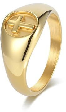 RDSGYZ Herren Ringe Edelstahl, Punk Ring Schwarz Gold Silber 11MM Siegelring Kreuz Freundschaftsringe Hip Hop Rocker Ringe Männer