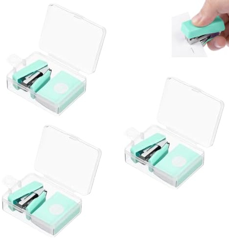 3 Pcs Mini Stapler, Stapler and Staples Set for Office School Use | Green Small Stapler with 1200 Standard Staples, Desktop Paper Binding Tool, for Home, Classroom and Travel Supplies
