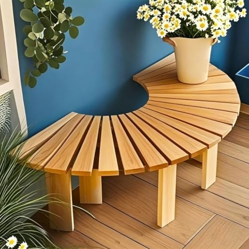 Renmlion Banc d'arbre Demi-Rond Enveloppant，Chaise de Banc sans Dossier | Bancs incurvés，sièges de patio extérieur semi-circulaires pour pelouse，cour, porche, terrasse(Noir,Half Round)