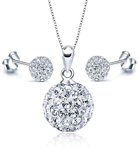 EMPATHY JEWELS Pendientes Sw Mujer de Plata - Pendientes de Plata Pequeños - Colgante Sw Mujer - Conjunto de Pendientes y Collar de Plata perfectos para hacer Regalos Originales
