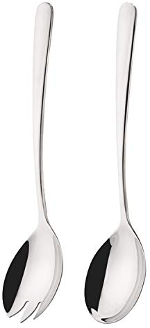 FOXAS 20CM Einzelne Salatbesteck aus Edelstahl 304, Salatlöffel, Salatgabeln aus Edelstahl 18/8, Schwerlast Tischbesteck von Hohe Qualität und schönes Finish der Serie Bon Appétit