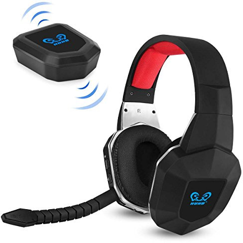 Casque de jeu stéréo sans fil HUHD 2,4 GHz avec son surround 7.1 pour PS4 Xbox One PS3 Xbox 360 PC Mac ordinateur portable tablettes Skype microphone détachable batterie rechargeable