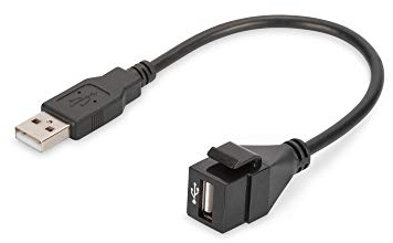 DIGITUS Connettore Keystone USB 2.0 - Per DN-93832 - Con cavo da 16 cm - Nero (RAL 9005)