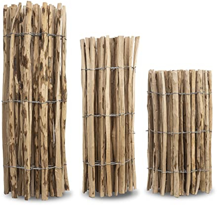 MC.Sammler Staketenzaun in 26 Größen - Holzzaun aus Haselnuss - Gartenzaun Holz Höhen 50 cm - 150 cm Länge 5/10 Meter - Kastanienzaun für Garten (Höhe: 70 cm X Länge: 500 cm, Lattenabstand: 3-4 cm)