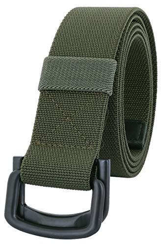 KYEYGWO Männer Doppel D-Ringe Schnalle Elastischer Gürtel | 3.5cm Breite Outdoor Einfarbig Freizeitgürtel Langlebige Taktische Leichter Weicher Militär Arbeitsgürtel für Jeden Anlass