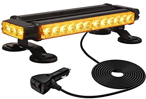AUTOUTLET Luz Estroboscópica Luz de Advertencia 30 LED, 12V/24V Luz Intermitente de Emergencia con 4 Bases Magnéticas, 7 Modos Flash, 5m Cable, Baliza Giratoria Impermeable IP65, Ámbar