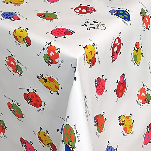 Wachstischdecke Wachstuch Tischdecke Gartentischdecke abwaschbar rund 138 cm Bunte Kühe Motiv
