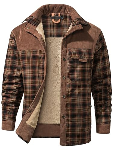 Mr.Stream Herren Thermohemd Flanellhemd Winterjacke Fleecefutter schützendem Innenfutter Holzfällerhemd Arbeitshemd