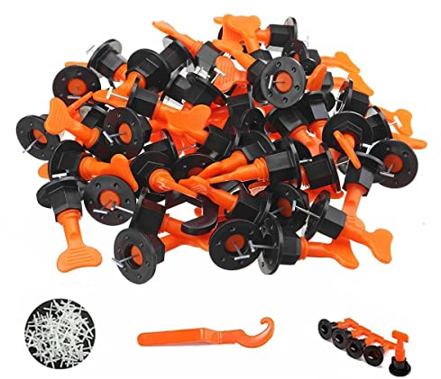 zatyorg 151PCS Tile Leveling System Kit 100 Pcs Reusable Tiles Leveler Spacers with 1 Special Wrench, for Construction,Like Building Wall&Floor