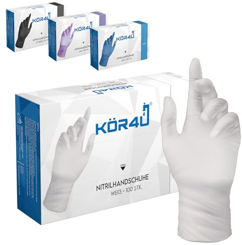 kör4u Nitrilhandschuhe XL, 100 Stück, Weiß, puder- & latexfrei, extra stark