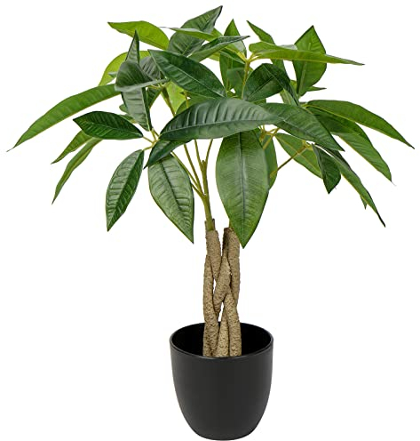 Briful Pachira Aquatica: Planta Artificial de Follaje en Maceta, Árbol del Dinero, Planta de la Fortuna Decorativa para Hogar y Oficina