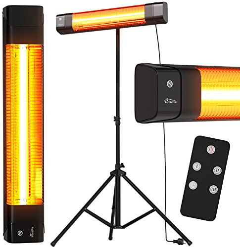 Tronitechnik® Infrarot Heizstrahler mit Fernbedienung Wärmestrahler Terrassenstrahler Innen & Außen Wand-Heizstrahler Standheizer Terrasse-Strahler Terrassen-Heizer mit LED-Anzeige energiesparend