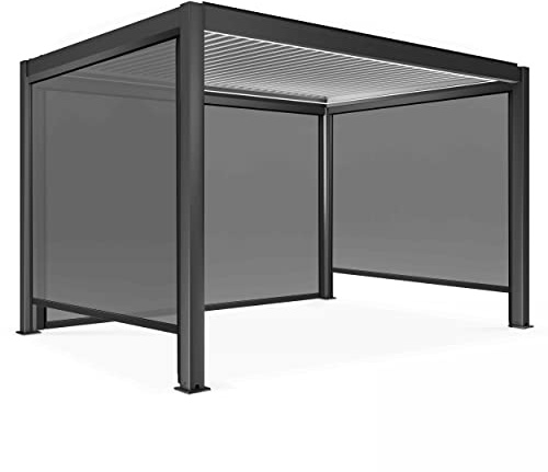 Oviala Pergola bioclimatica autoportata motorizzata illuminata 3x4m e 3 tende