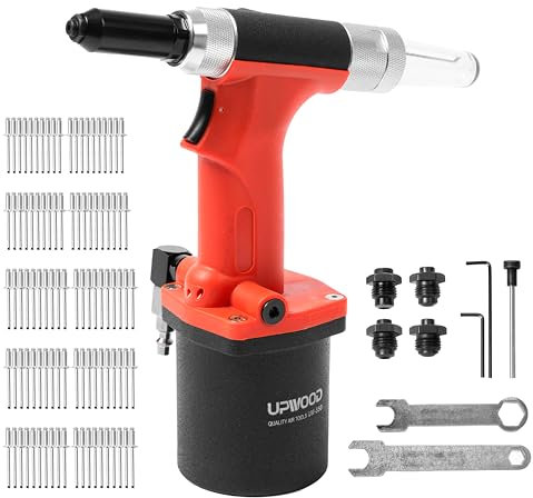 UPWOOD Pneumatic Rivet Gun Heavy Duty Air Hydraulic Riveter Riveting Tool 3/16 3/16 Hand Feed