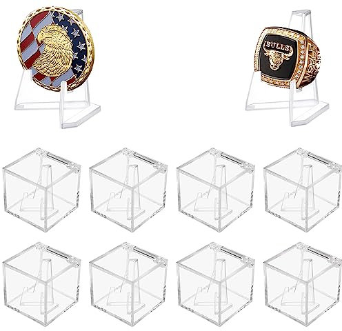 Vitrina de anillo de campeonato, caja de acrílico transparente para anillos de campeonato, soporte de monedas de caballete de exhibición de acrílico, caja de soporte para almacenamiento de anillos de