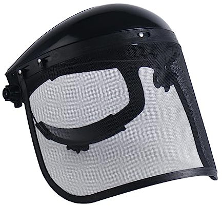 Sharplace Protection contre la tronçonneuse avec visière en maille métallique Bonne ventilation Bandeau réglable durable Léger pour les travaux en extérieur, noir