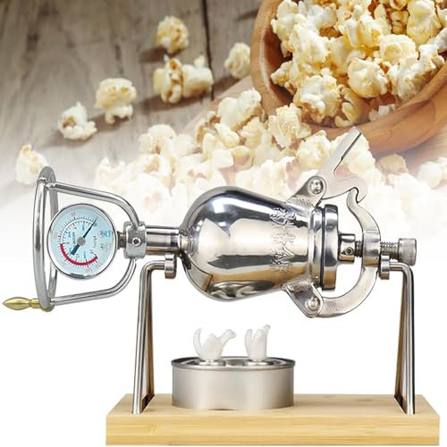 KODDS Machine à Pop-Corn Vintage Chinoise, Mini Pop-Corn à rôtir Professionnel en Acier Inoxydable avec manivelle Manuelle, pour Machine à Pop-Corn de fête à la Maison