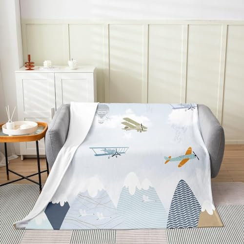 Kuscheldecke Flauschig 100x135 Flugzeug 3D Decke Cartoon-Kinder Flanell Fleecedecke Weich und Warme Wohndecken Kuscheldecken Sofa Bett Überwurfdecke Sofadecke Couch Blanket Y4033