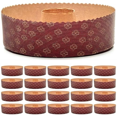 FAH - Stampo Ciambellone in Carta 500 gr - 20 Stampi da 19 cm, Stampo per Dolci e Chiffon Cake in Carta Microonda, Ideale per la Cottura in Forno, Resistente al Calore 220°C, Riciclabile