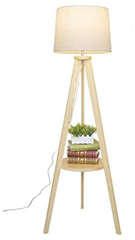 Retro Luz de Pie Lámpara De Pie De Madera Maciza con Luz De Pie De Mesa Lámparas Verticales Luces Lámpara De Pie para Dormitorio con Trípode Moderno Lámpara de Piso para Salón (Color : Remote Control