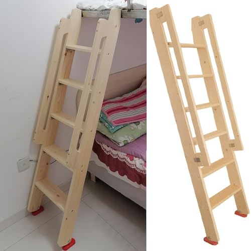 Kinder-Etagenbett, nur Holzleiter, Wohnmobil-Hängebettleiter mit Handläufen und 9,5 cm Breiten Stufen, Studentenwohnheim, Wohnmobil, Dachboden (Größe: 155 cm/5,1 Fuß/61 Zoll hoch)