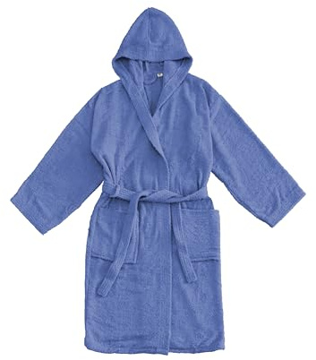 LARA MORADA - Accappatoio Per Uomo - Donna in Puro Cotone al 100%, Tinta Unita, Accappatoio In Morbida Spugna Di Cotone, Con Cappuccio, Unisex, 450gr/m2, Blu Royal XXL