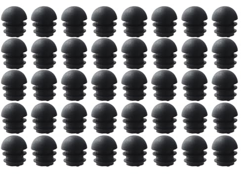 40 Stück Rohrabdeckung aus Kunststoff, Rundrohrstopfen, Rohrkappen Schwarz, Lamellenstopfen Rund mit Kugelkopf, für Schemel Stahlrohrstühle (16mm)