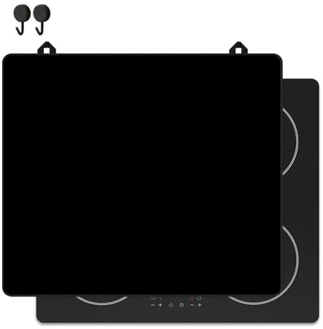 KitchyMist Herdabdeckplatte Schwarz Uni - 60x52 cm - Kochfeld Abdeckung - Induktionsschutz - Küchen-Spritzschutz