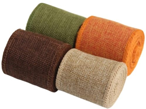 CutitiUU 4 Rollen Juteband Sackleinenband 6 cm X 5 m, Burlap Band Vintage Geschenkband Breit Jute Band Rolle für DIY Handwerk Deko Hochzeit Party Wohnkultur Weihnachtsdekorationen