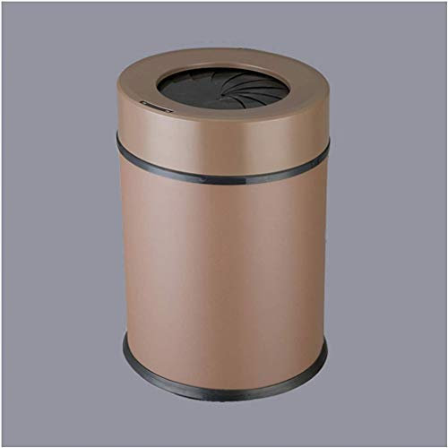 Poubelle domestique en acier inoxydable Poubelle électrique intelligente Poubelle ronde à induction, poubelle à ouverture et fermeture à induction en spirale pour chambre à coucher (Argento 9l)