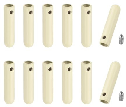 PATIKIL 12 st skosnöre spetsar med skruv, legering 25 mm cylindriska aglets skor spetssnören ändspets lock ersättning, gräddvit, 25mm