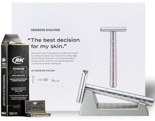 Coffret Rasage Henson Shaving - Rasoir de Sûreté AL13 + Support en Aluminium + 100 Lames RK - Cadeau Élégant et Durable Coffret Rasage Henson Shaving - Rasoir de Sûreté AL13 + Support en Alumin