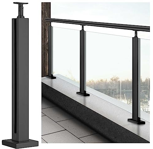 Poteaux de Balustrade Système de poteaux de Garde-Corps en Verre Noir, Pince de Balustrade en Verre pour intérieur et extérieur, kit de Garde-Corps de terrasse en Verre avec Base et connecte