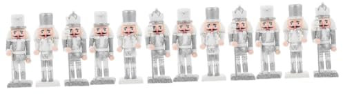 Cabilock 4 Ensembles Ornement Casse-Noisette Pêche Décorations De Noël Casse-Noisettes Vacillant Décorations De Noël Gonflables Casse-Noix Craquelin Faux Plus Porte Silver Bois 3 Pièces * 4